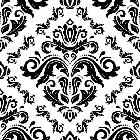 Stickers carrelage baroque noir et blanc