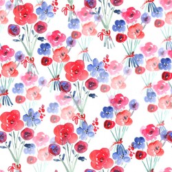 Stickers carrelage coquelicot rouge et bleu