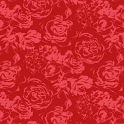 Stickers carrelage rouge fond fleur rose