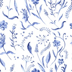 Stickers carrelage bleu fleur