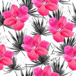 Stickers carrelage rose et noir tropical