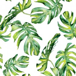 Stickers carrelage feuille tropicale verte 