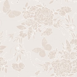 Stickers carreaux beige bouton de fleurs