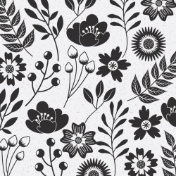 Stickers carrelage motif fleurs noir et blanc