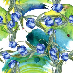 Stickers carrelage Tulipe bleu