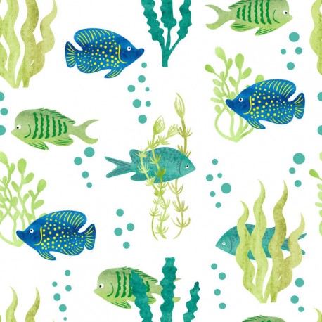 Stickers carrelage poisson vert