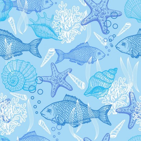 Stickers carrelage poisson bleu