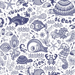 Stickers carrelage poisson et coquillage