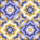 Stickers carrelage jaune et violet