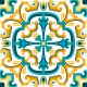 Stickers carrelage ciment jaune et bleu