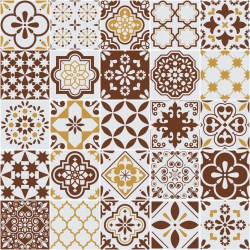 Autocollant carreaux cuisine marron et jaune (REFCA209)