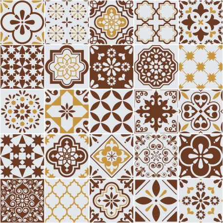 Stickers carrelage ciment marron et jaune