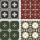 Stickers carrelage ciment rouge, kaki et noir