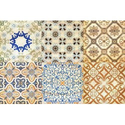 Autocollant carrelage ciment doré et marron