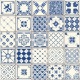 Stickers carrelage ciment bleu et blanc
