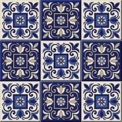 Stickers carrelage ciment bleu nuit et beige