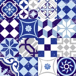 Stickers carrelage ciment bleu et gris