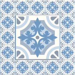Stickers carrelage ciment bleu et blanc