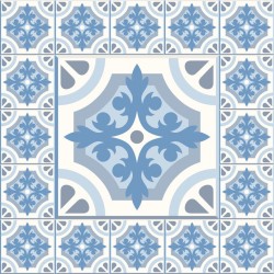 Stickers carrelage ciment bleu et blanc