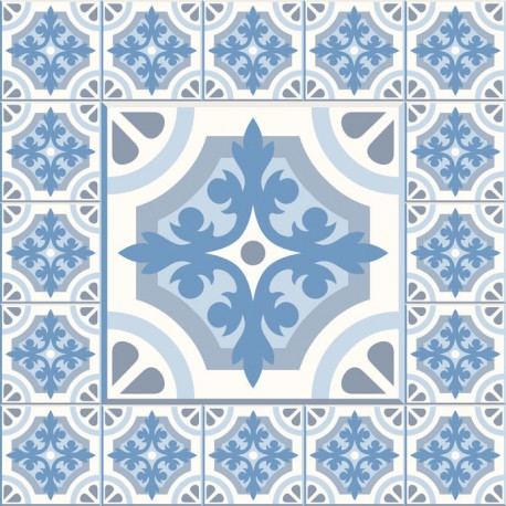 Stickers carrelage ciment bleu et blanc
