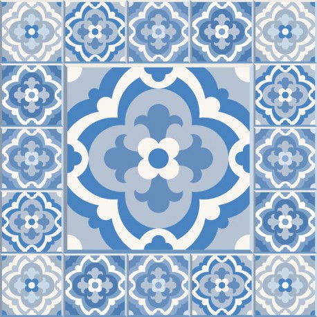 Stickers carrelage ciment bleu