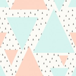 Stickers carrelage triangle pastel bleu orange