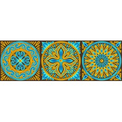Stickers carrelage jaune et bleu