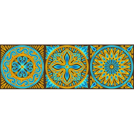 Stickers carrelage jaune et bleu