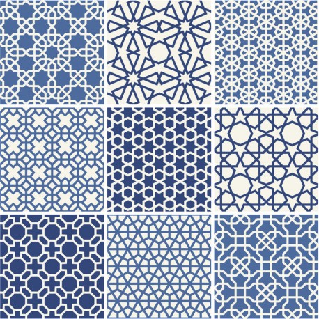 Stickers carrelage bleu et blanc