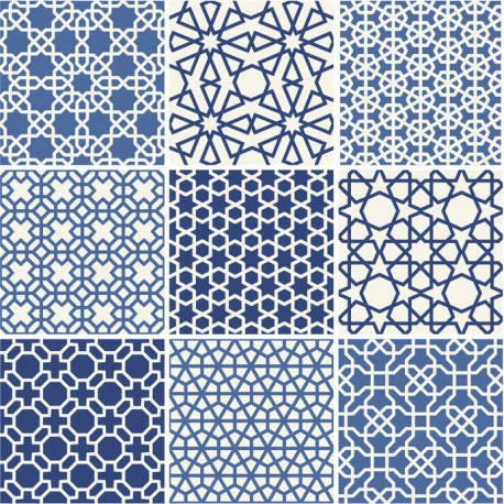 Stickers carrelage bleu et blanc