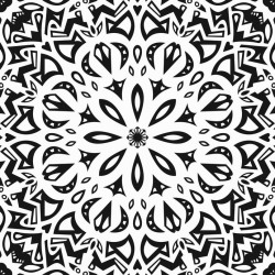 Stickers carrelage noir et blanc rosace