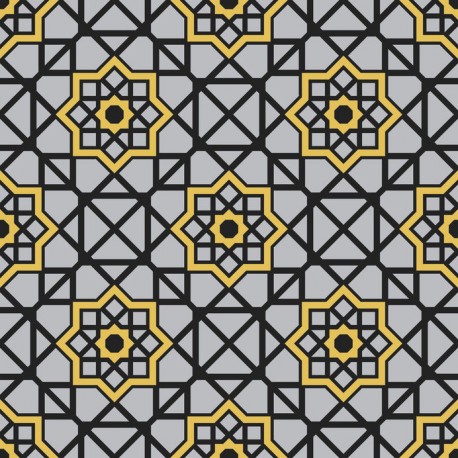 Stickers carrelage jaune et gris