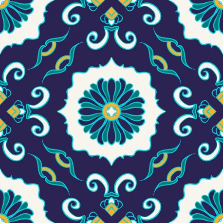 Stickers carrelage bleu et blanc